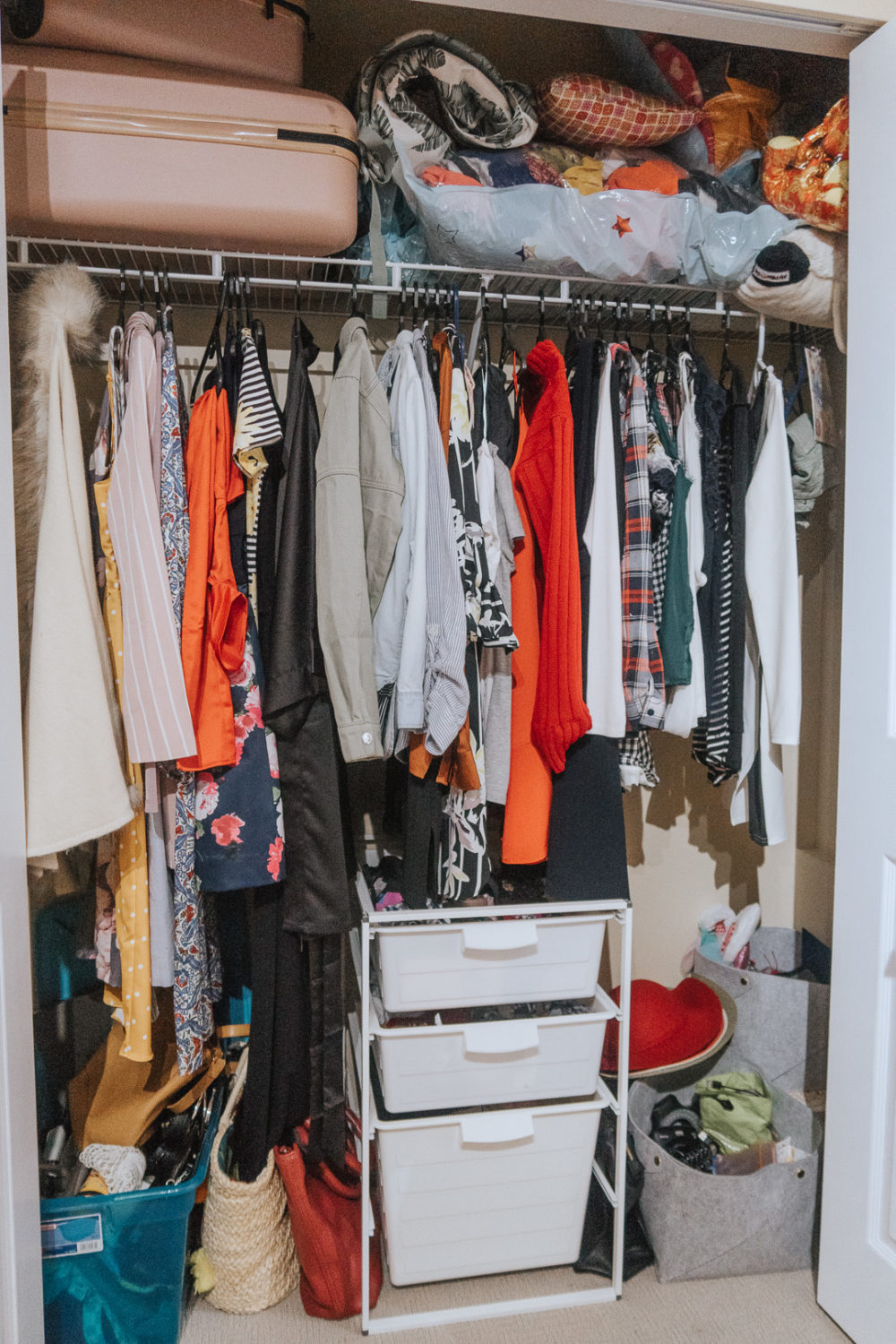 What my closet looked like before organizing with the KonMari Method
