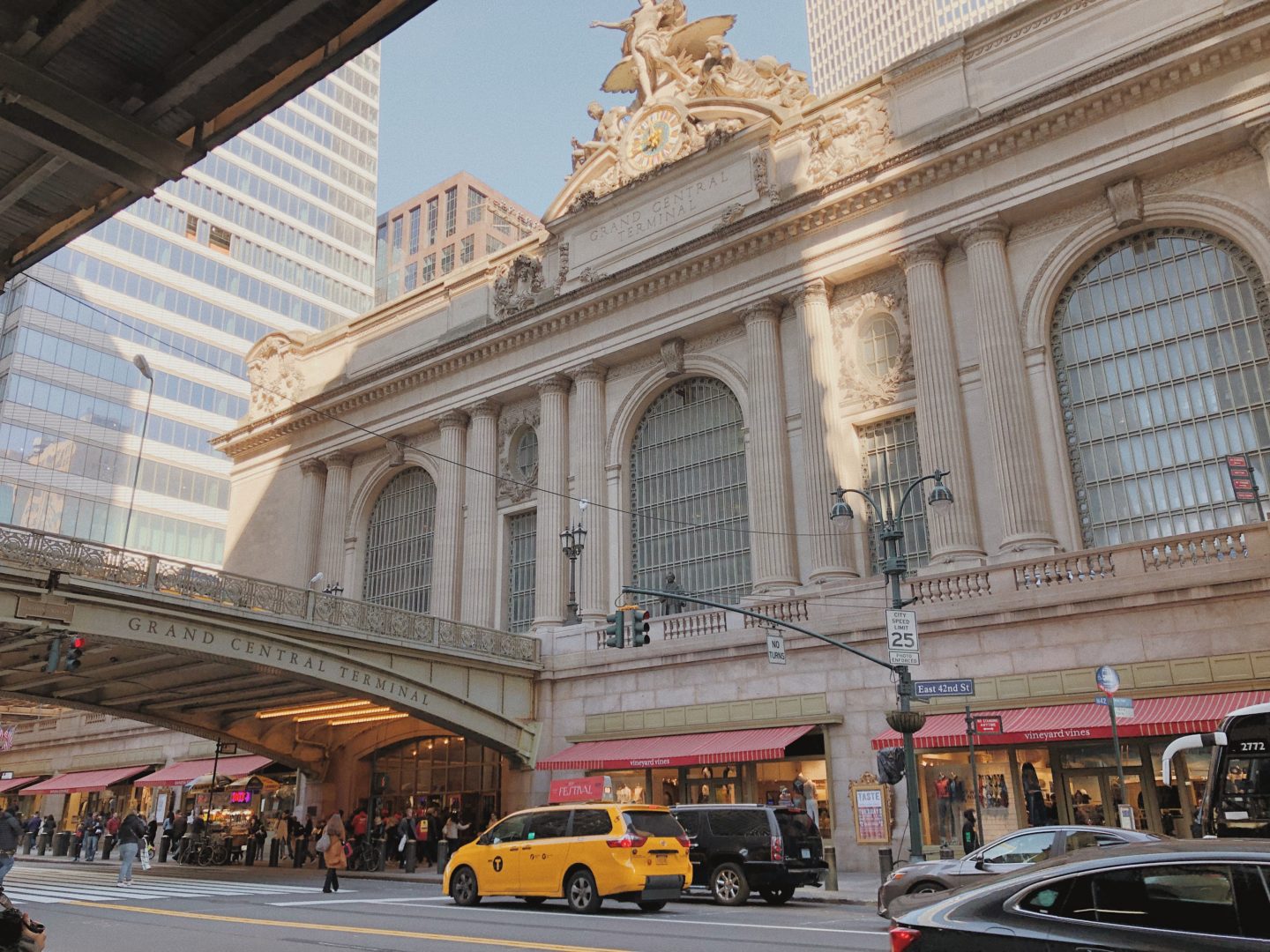 The outside view of Grand Central Station in New York City