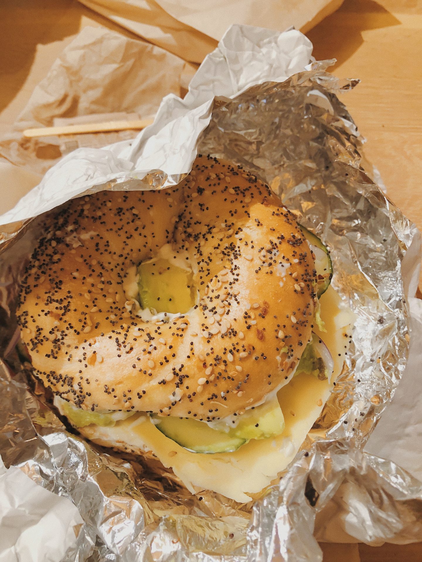 Trying a bagel in New York City