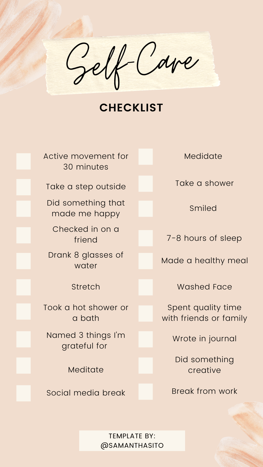 Self care checklist to help you overcome imposter syndrome