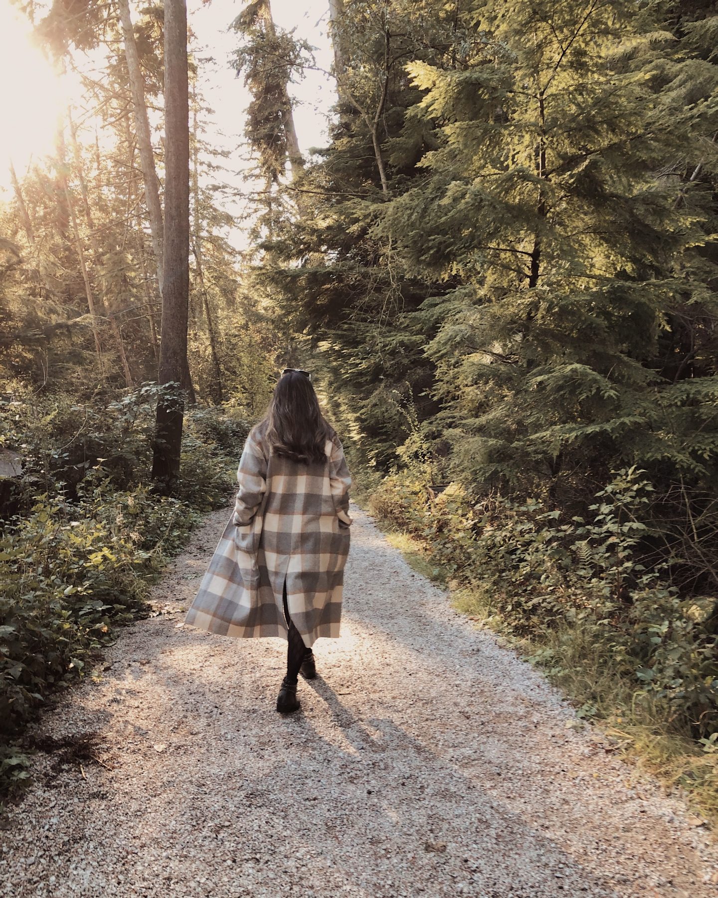 A crisp fall day with my black booties and my fall plaid coat 