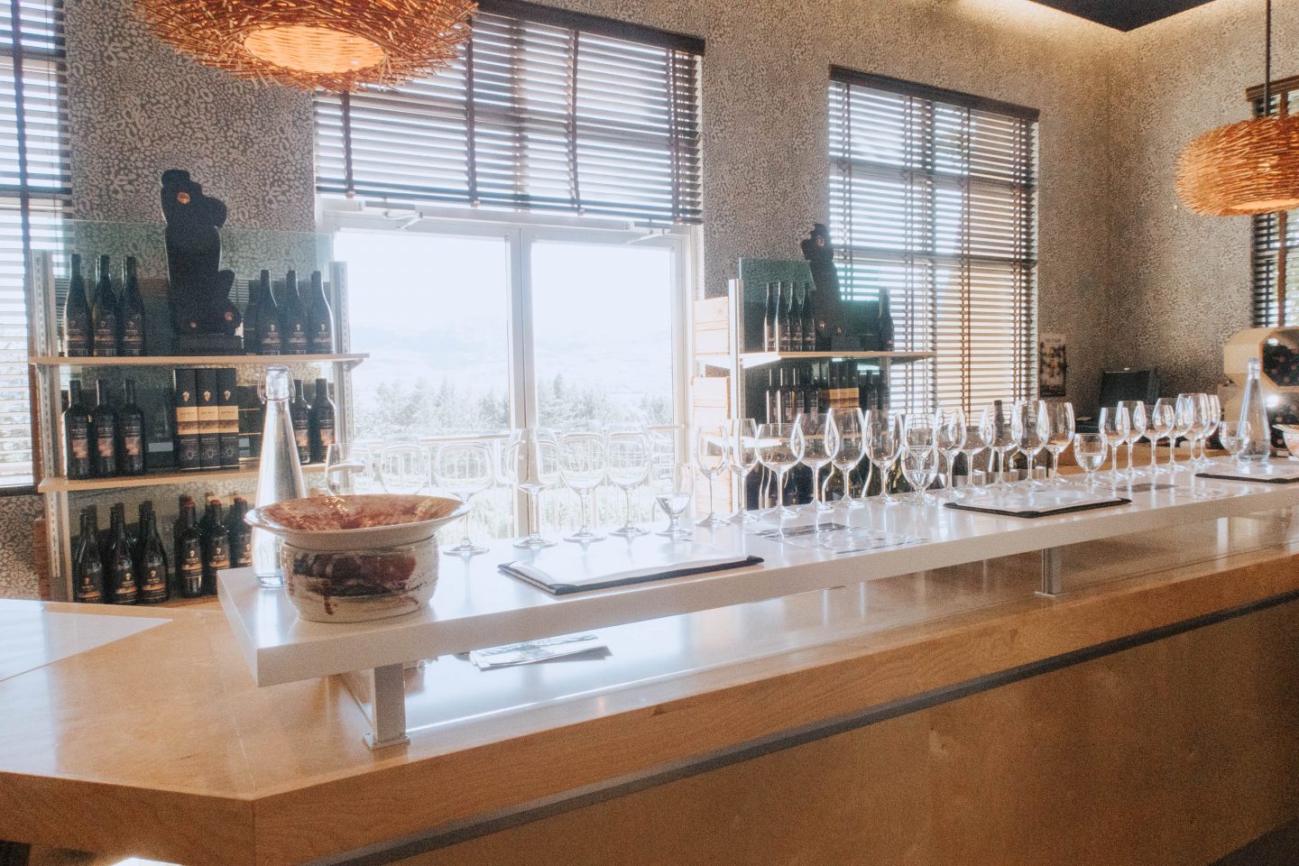 The indoor wine tasting room at NK’MIP Cellars and Sunset Lounge