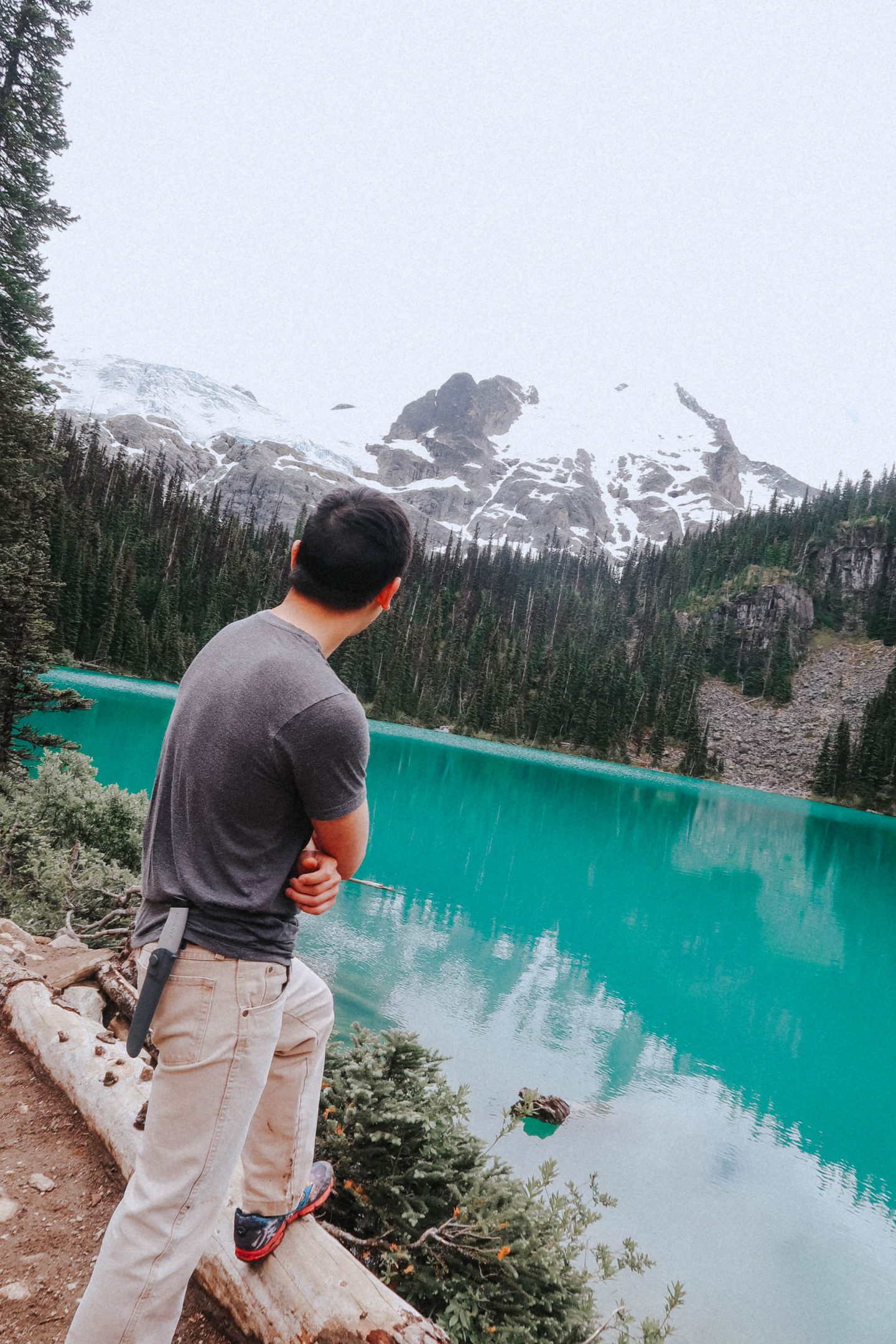 My boyfriend seeing Joffre Lake and the mountains