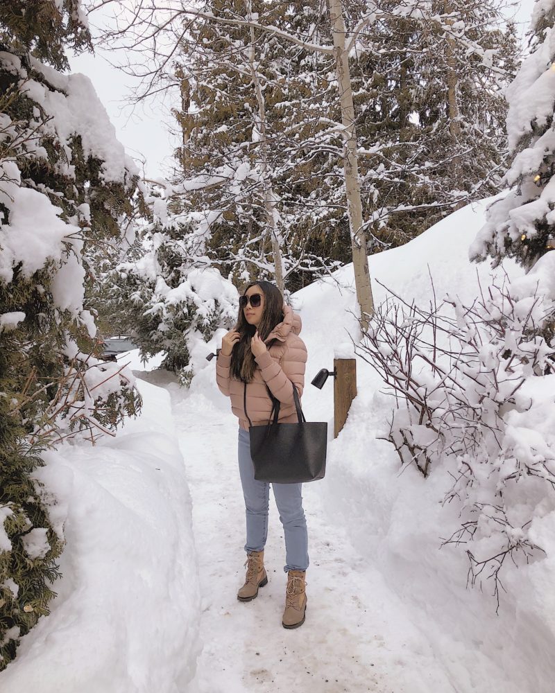 Wearing my favourite pink puffer jacket to explore the Vancouver snow