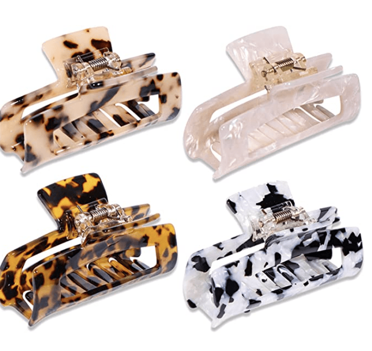 hair claws in various marble patterns for holiday gift guide